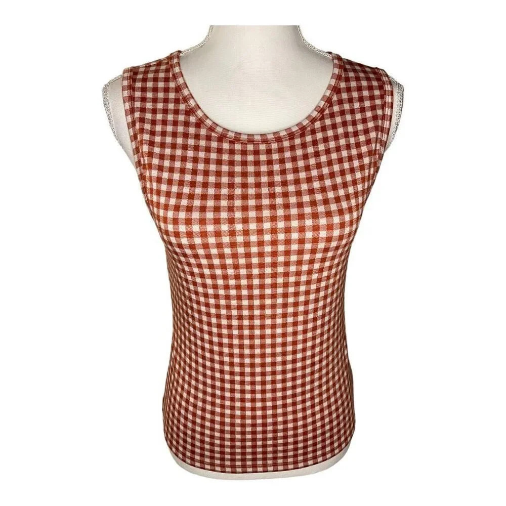 Lou & Gray Women’s Small Buttery Soft Gingham Sleeveless Top